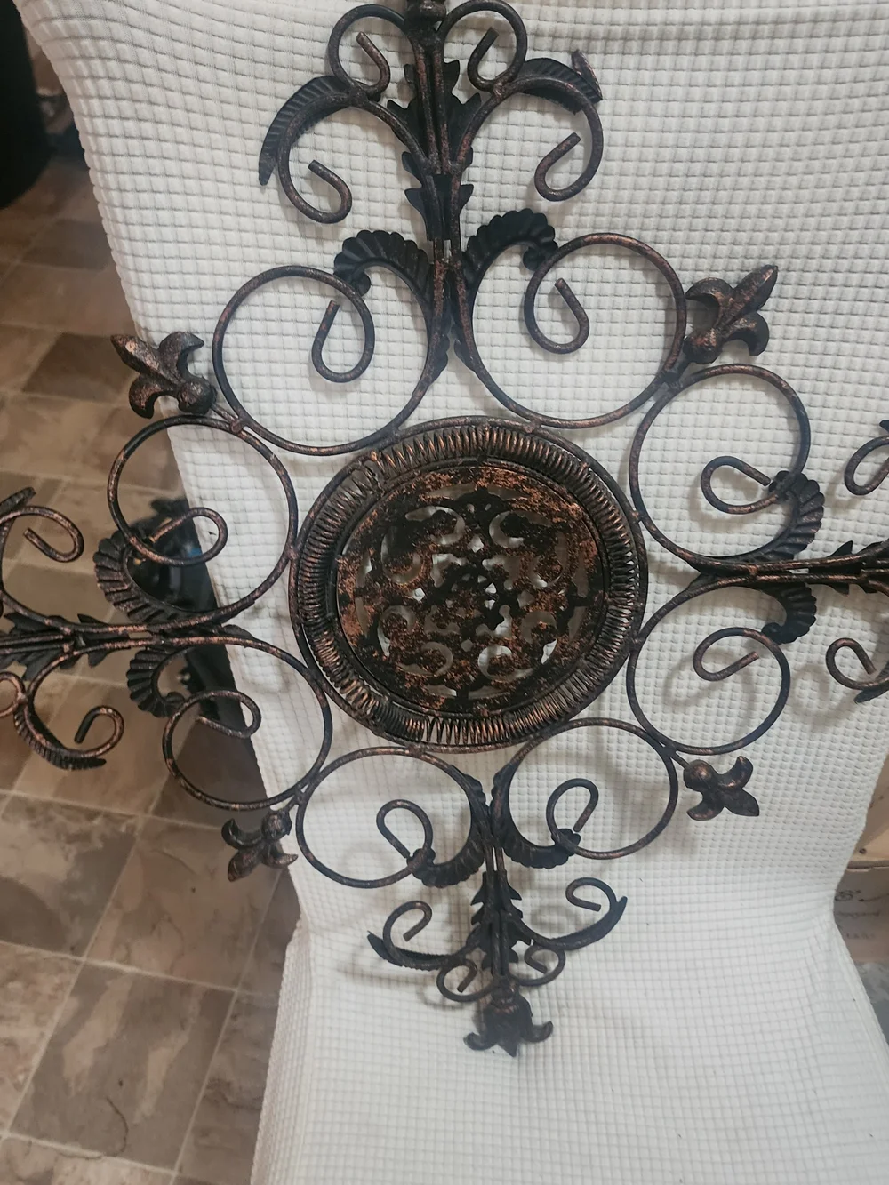 Decorative Scroll Wrought Iron Floral Wall Accent Bronze 2feet1 in Long & Wide